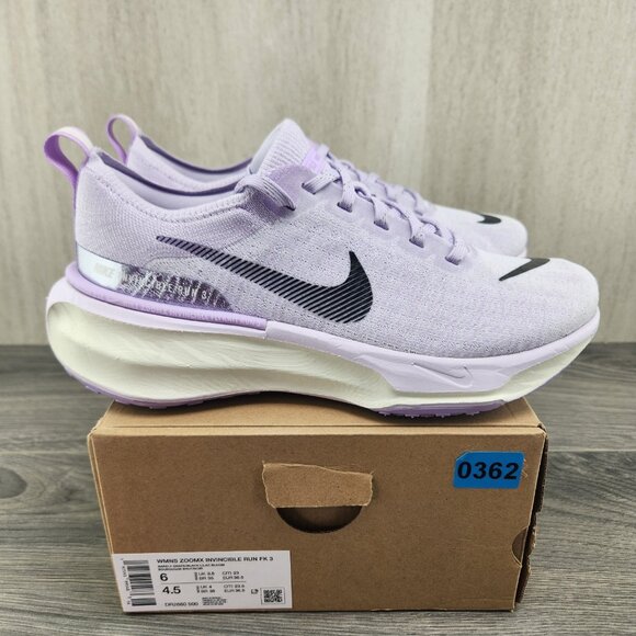 Nike ZoomX Invincible Run FK 3 Size 6 Womens Barely Grape Purple Black Shoes